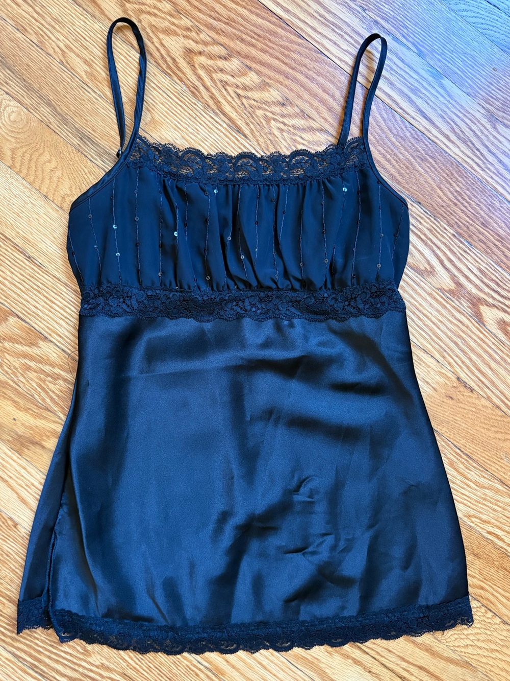 Vintage Charlotte Ruse Black Lace and Sequin Tank Top Medium
